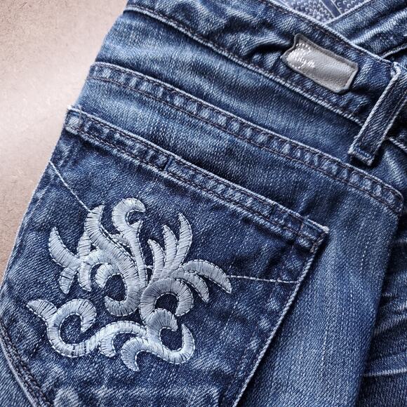 Paige Laurel Canyon Slim Flare Jeans Women 28 Blue Low Rise Stretch Faded Y2K - Picture 8 of 9